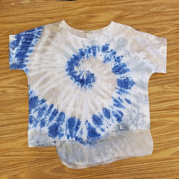 Valentina Relaxed Blue and Tan Tie-Dye Tee Size S - Picture 3 of 6